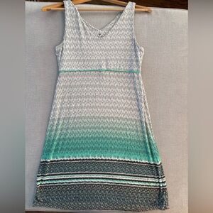 Athleta Chevron Mini Dress in Black, Gray, and Green